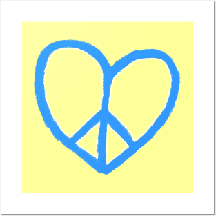 Blue Yellow Ukrainian Heart Peace, Peace Love, Peace Sign, No War Posters and Art